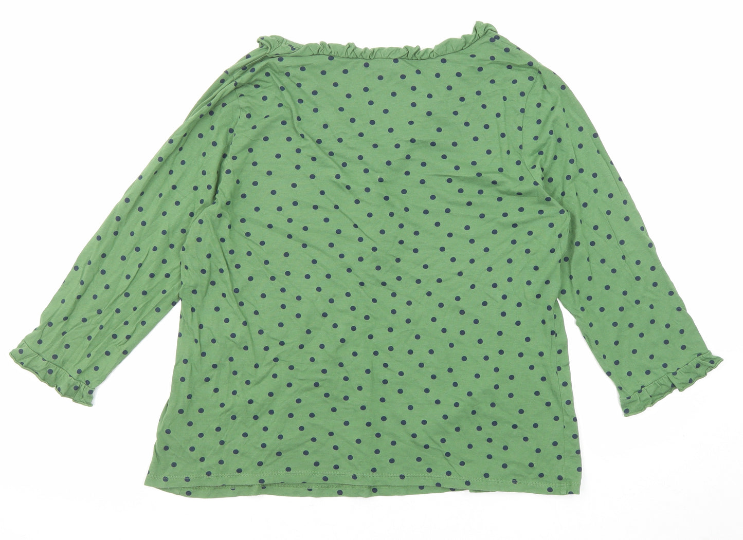 Boden Womens Green Polka Dot Cotton Basic Blouse Size 18 V-Neck