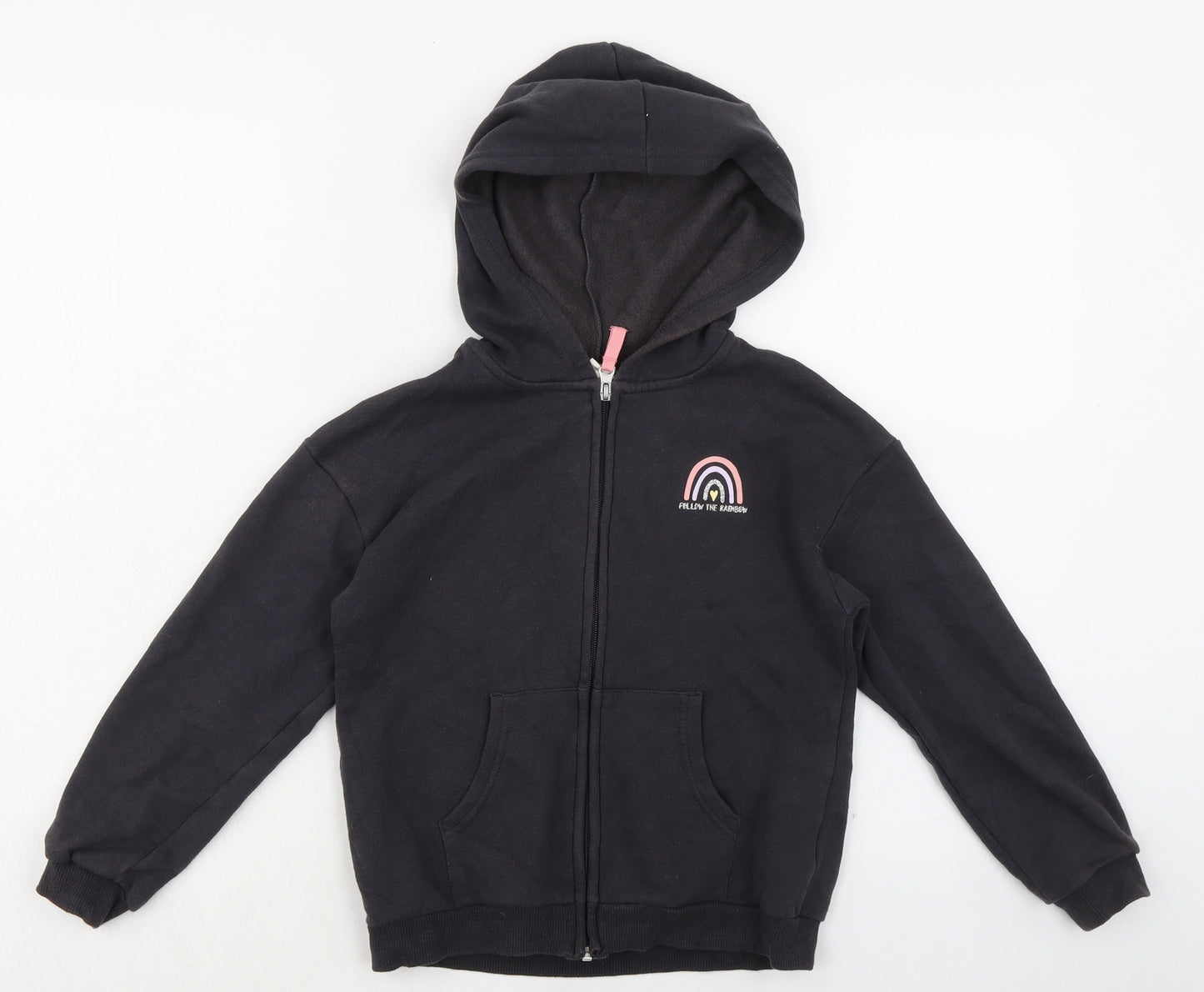 H&M Girls Grey Cotton Full Zip Sweatshirt Size 8 Years Zip - Size 8-10 Years Follow The Rainbow