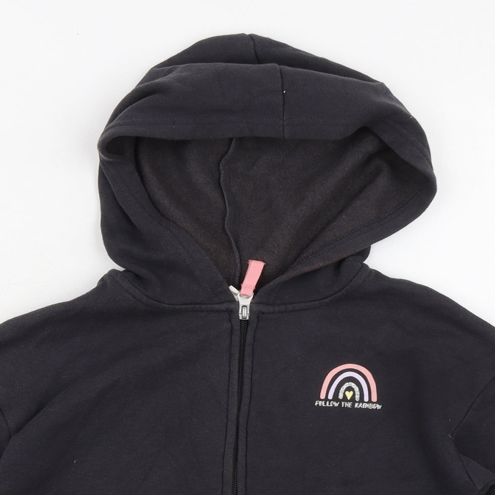 H&M Girls Grey Cotton Full Zip Sweatshirt Size 8 Years Zip - Size 8-10 Years Follow The Rainbow
