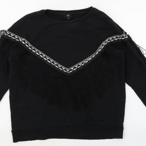 River Island Womens Black Cotton Pullover Sweatshirt Size S Pullover