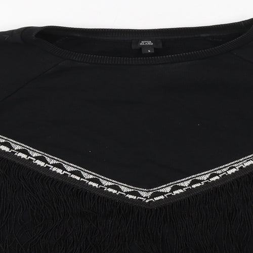 River Island Womens Black Cotton Pullover Sweatshirt Size S Pullover
