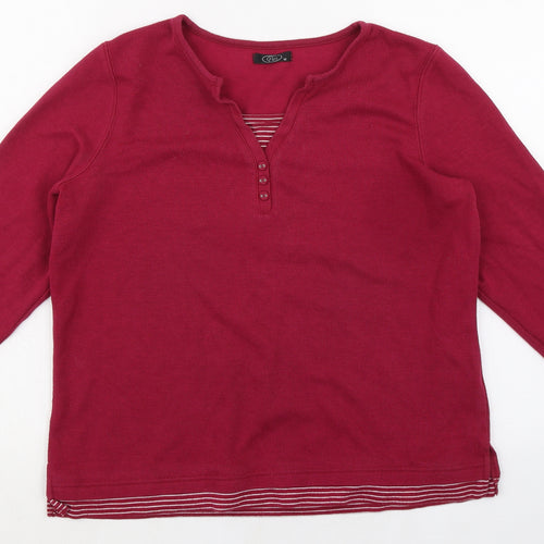 Bonmarché Womens Red Polyester Basic T-Shirt Size M V-Neck