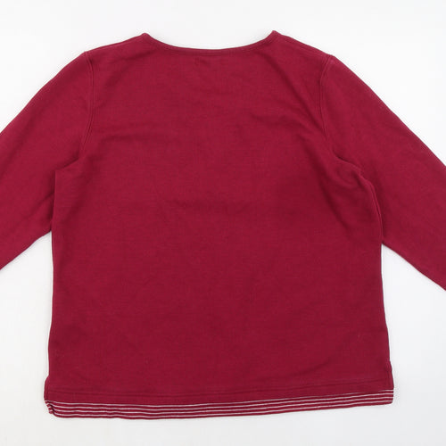 Bonmarché Womens Red Polyester Basic T-Shirt Size M V-Neck