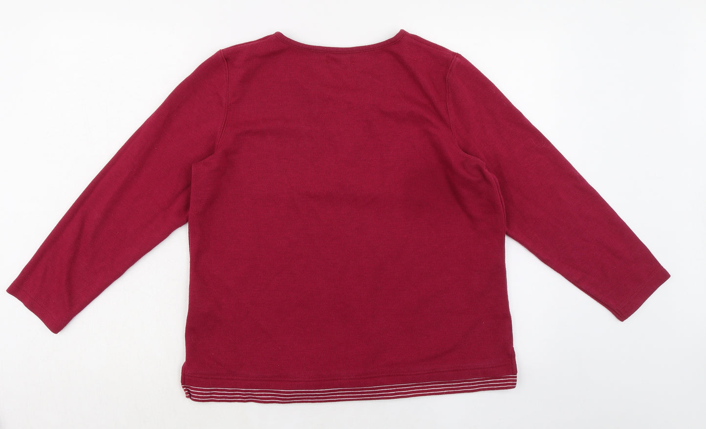 Bonmarché Womens Red Polyester Basic T-Shirt Size M V-Neck