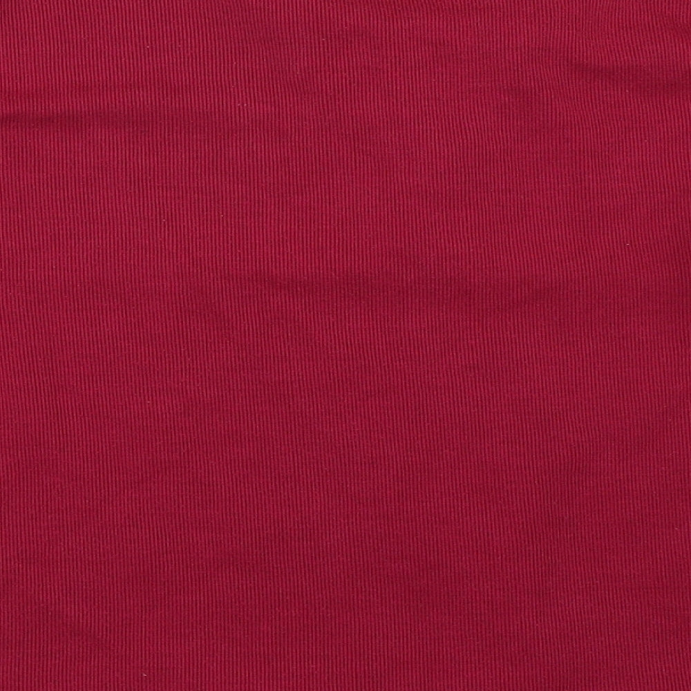 Bonmarché Womens Red Polyester Basic T-Shirt Size M V-Neck