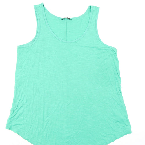 Evans Womens Green Viscose Basic Tank Size 20 Round Neck