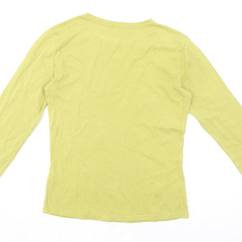 Marks and Spencer Womens Green 100% Cotton Basic T-Shirt Size 8 Round Neck
