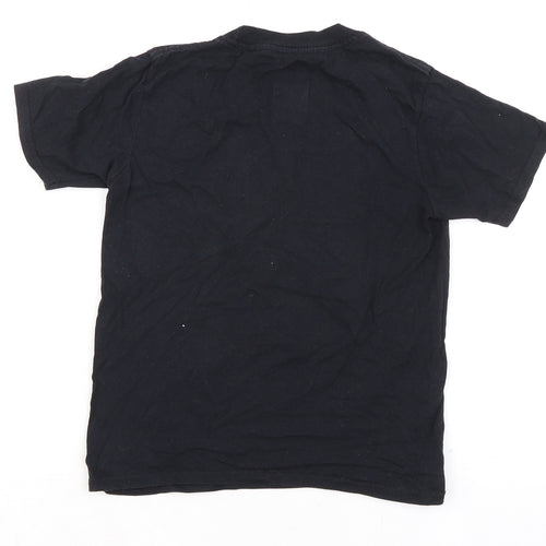 Notts County FC Boys Black 100% Cotton Basic T-Shirt Size 7-8 Years Round Neck Pullover - Reindeer