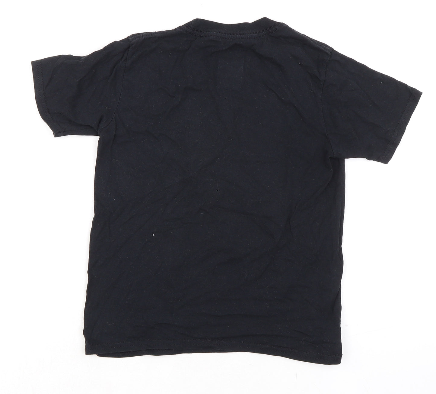 Notts County FC Boys Black 100% Cotton Basic T-Shirt Size 7-8 Years Round Neck Pullover - Reindeer