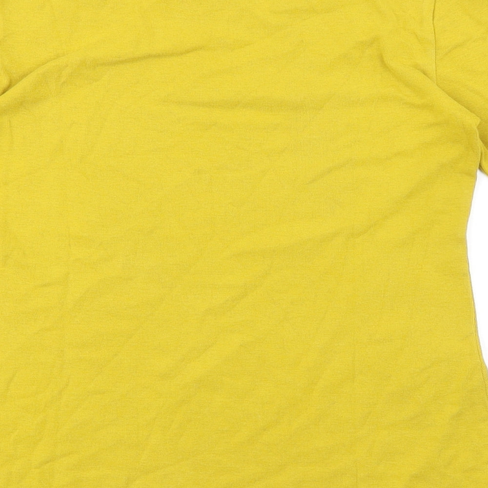 White Stuff Womens Yellow 100% Cotton Basic T-Shirt Size 8 Boat Neck