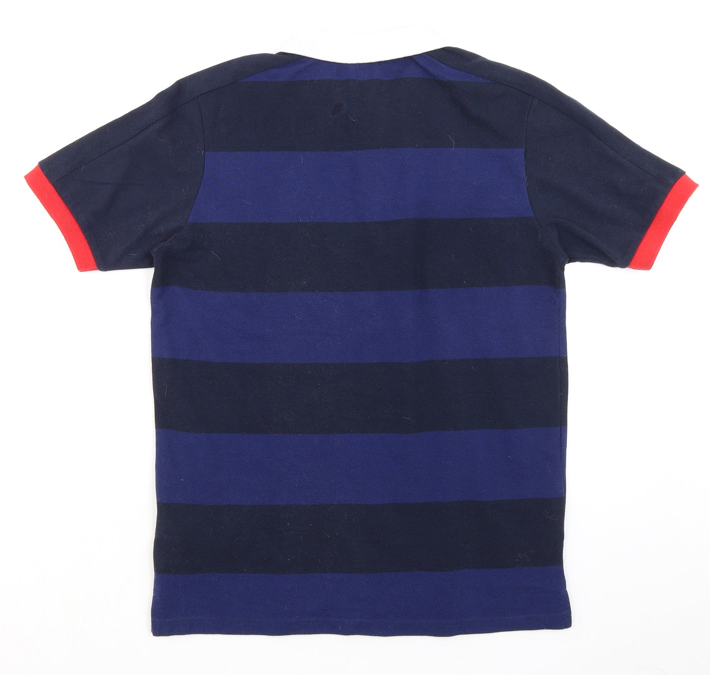 Euro Mens Blue Striped Polyester Polo Size XS Collared Button - UEFA Euro 2020 England