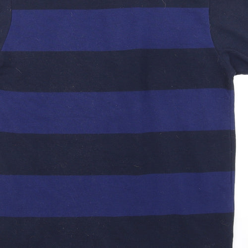 Euro Mens Blue Striped Polyester Polo Size XS Collared Button - UEFA Euro 2020 England
