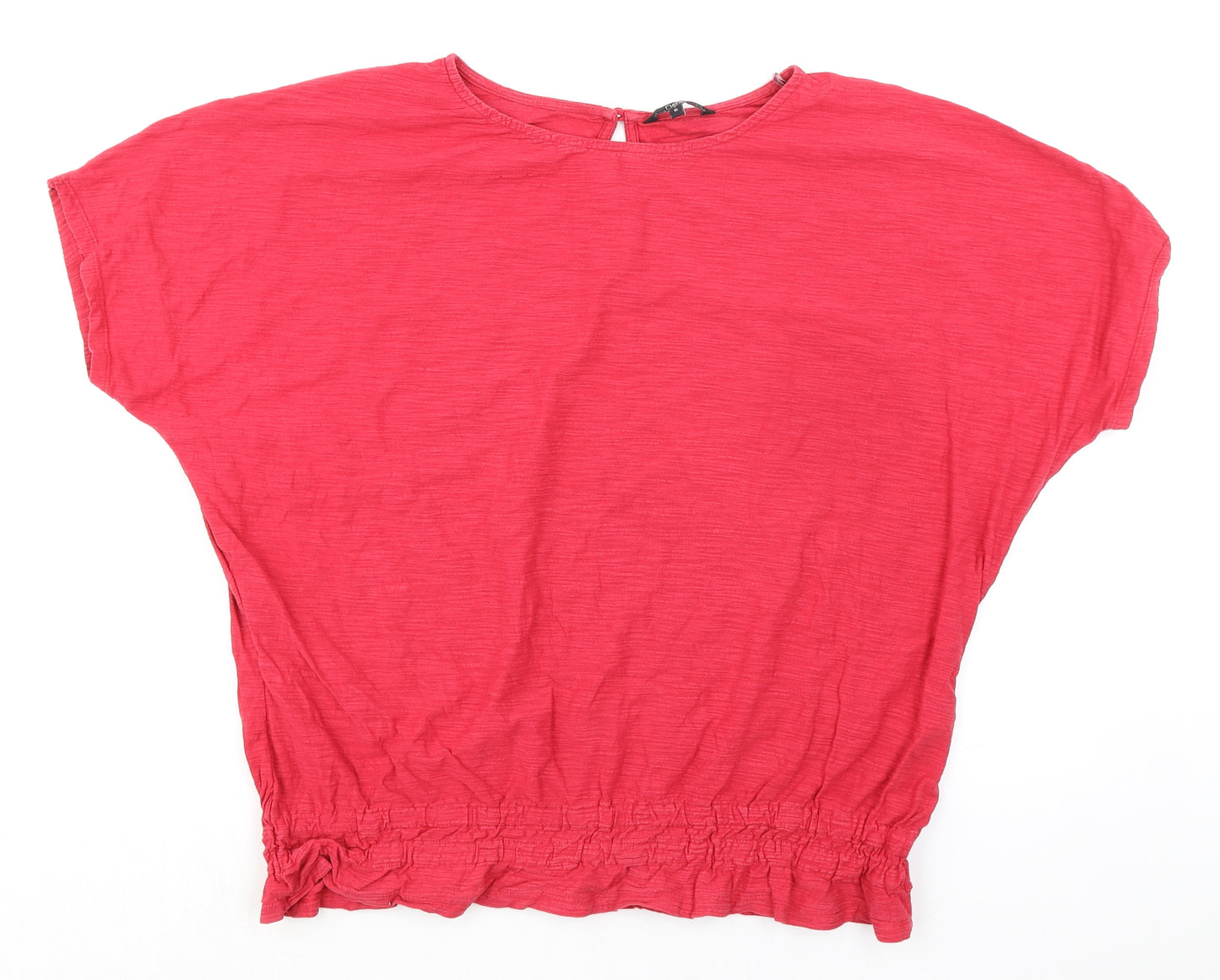 NEXT Womens Red 100% Cotton Basic Blouse Size 16 Round Neck