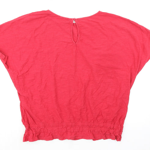 NEXT Womens Red 100% Cotton Basic Blouse Size 16 Round Neck