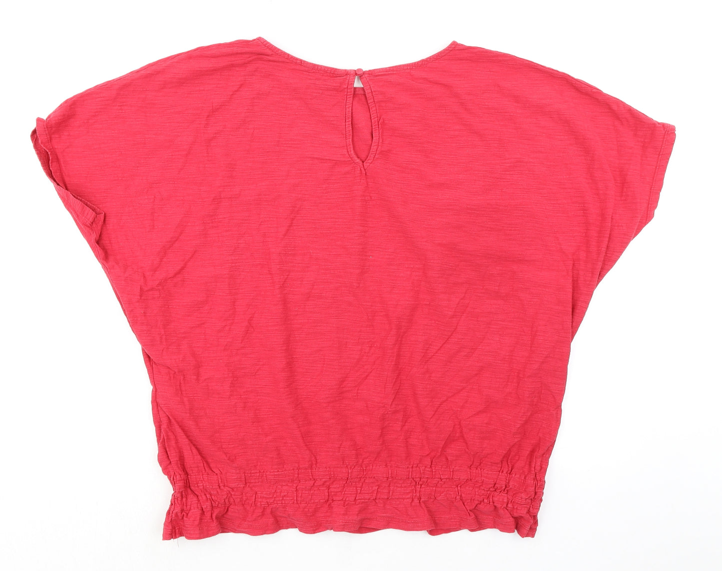 NEXT Womens Red 100% Cotton Basic Blouse Size 16 Round Neck