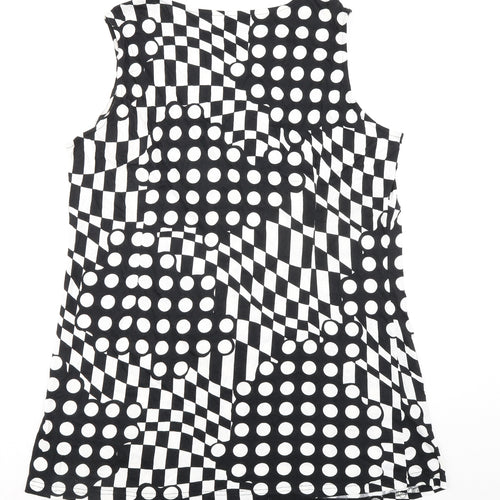 Agenda Womens Black Polka Dot Cotton Basic Tank Size 24 Round Neck
