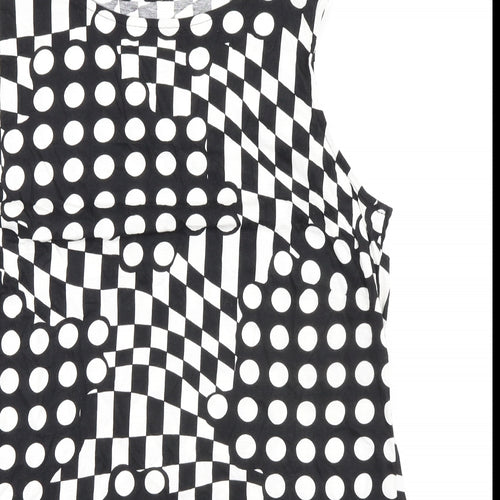 Agenda Womens Black Polka Dot Cotton Basic Tank Size 24 Round Neck