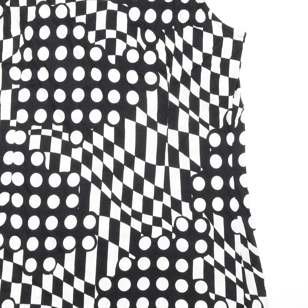 Agenda Womens Black Polka Dot Cotton Basic Tank Size 24 Round Neck