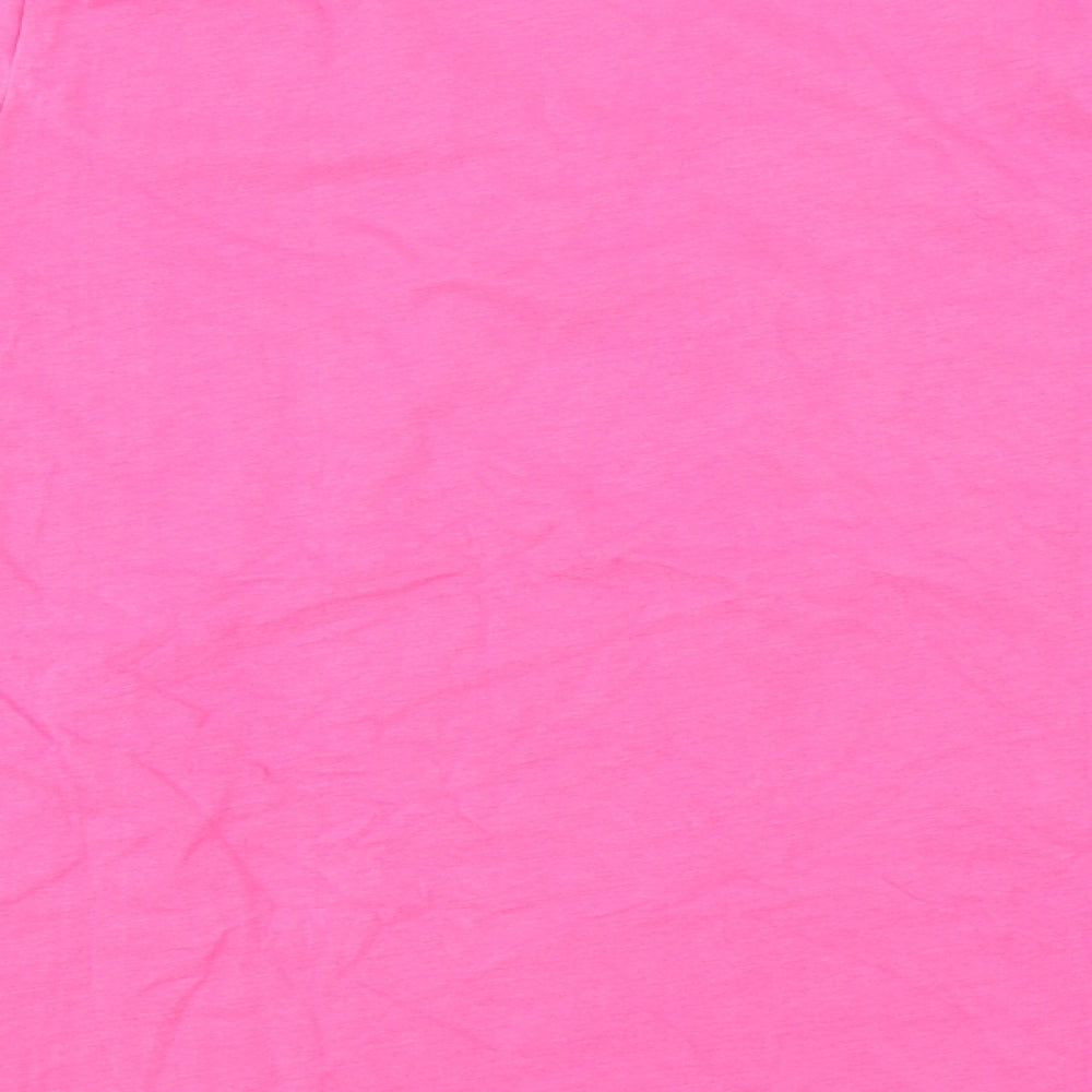 BONSOIR Womens Pink 100% Cotton Basic T-Shirt Size S Round Neck