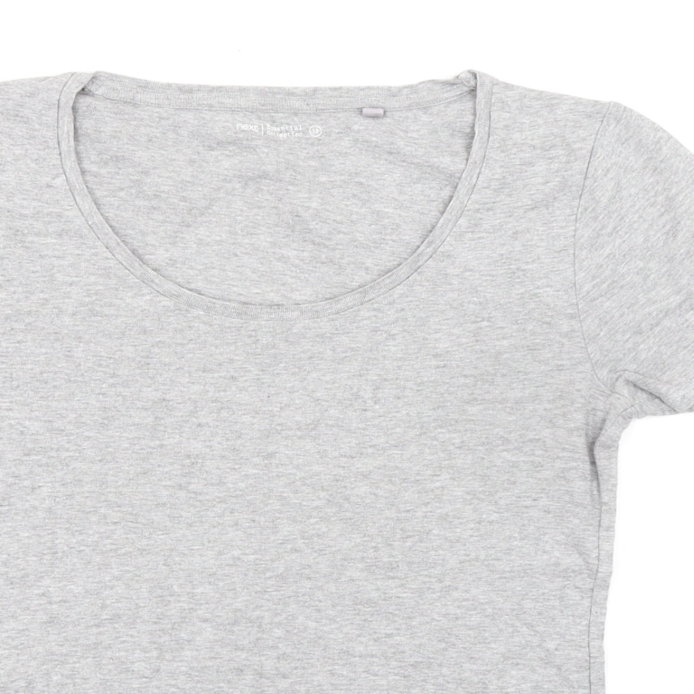 NEXT Womens Grey Cotton Basic T-Shirt Size 10 Scoop Neck