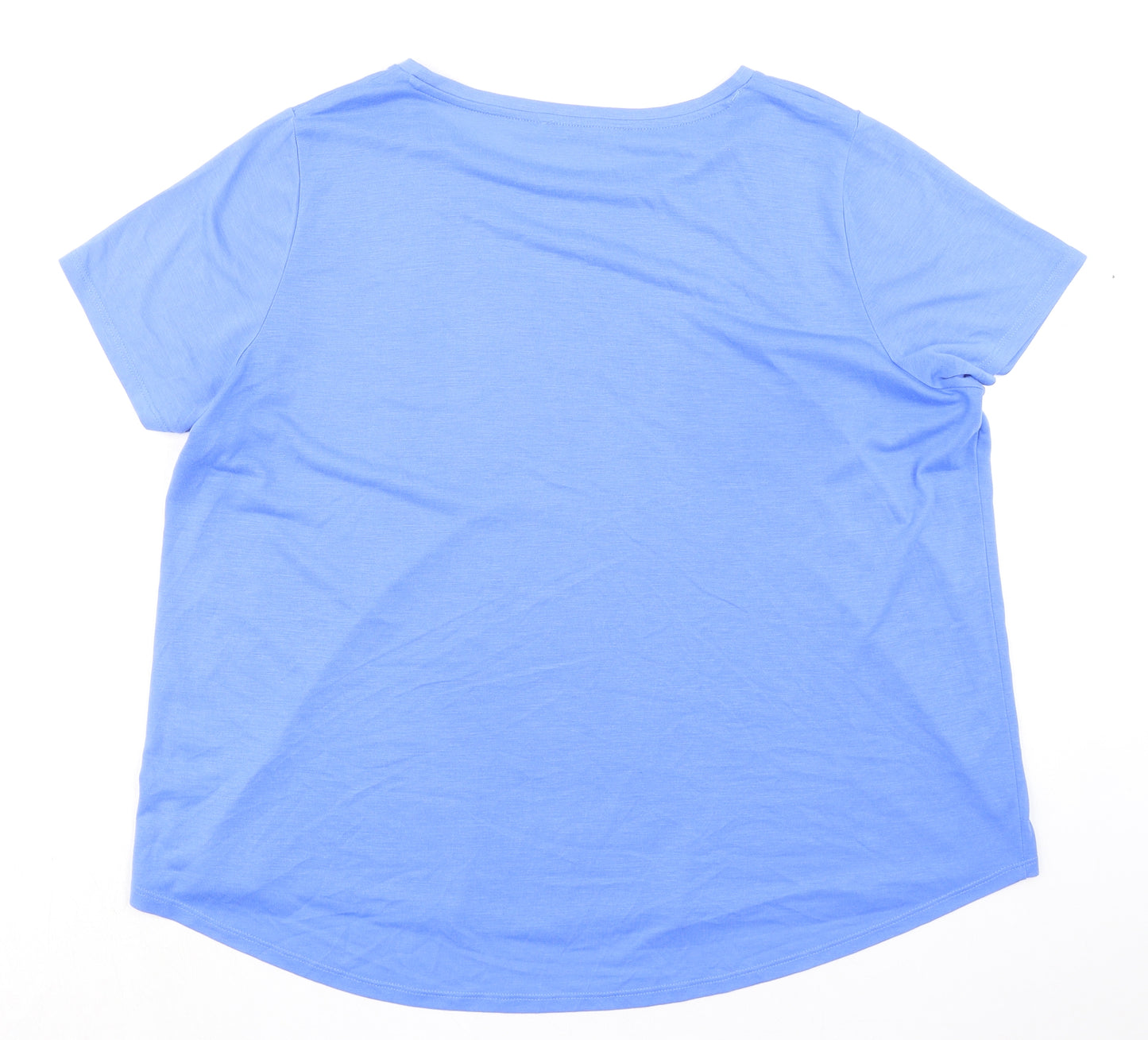 Marks and Spencer Womens Blue Polyester Basic T-Shirt Size 22 Round Neck