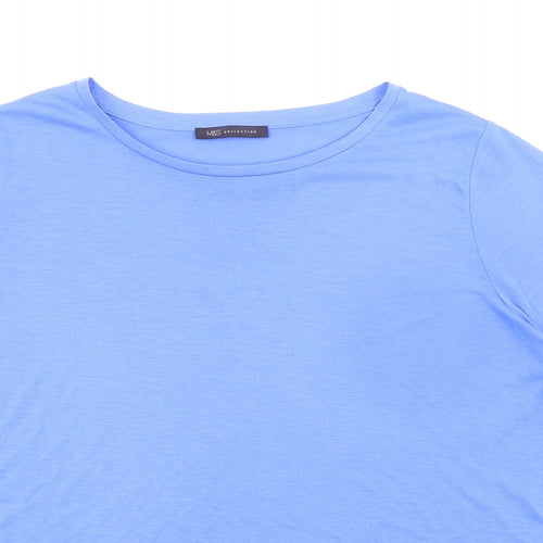 Marks and Spencer Womens Blue Polyester Basic T-Shirt Size 22 Round Neck