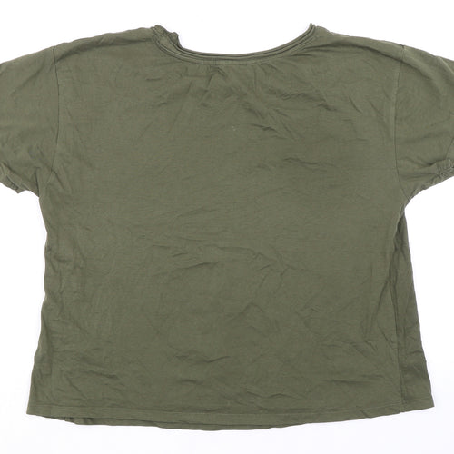 ANYDAY Womens Green 100% Cotton Basic T-Shirt Size M Round Neck