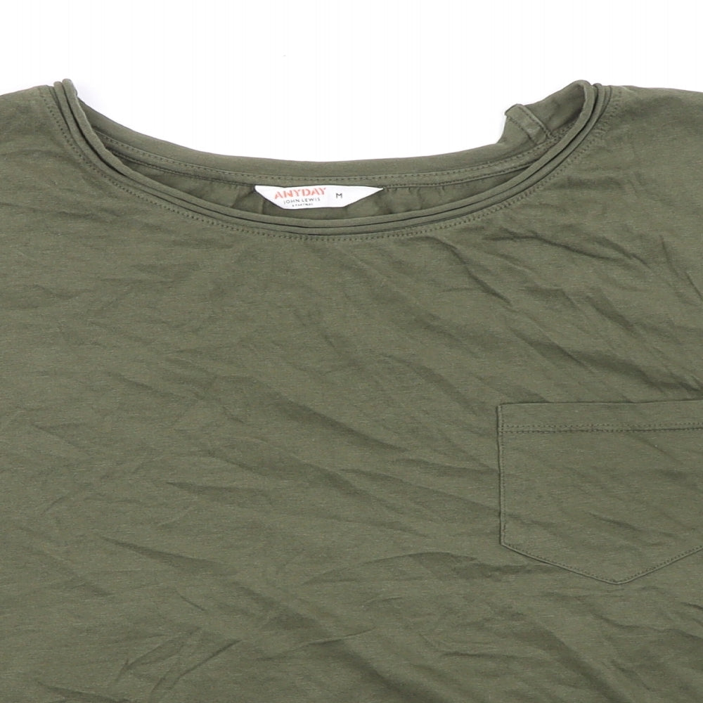 ANYDAY Womens Green 100% Cotton Basic T-Shirt Size M Round Neck