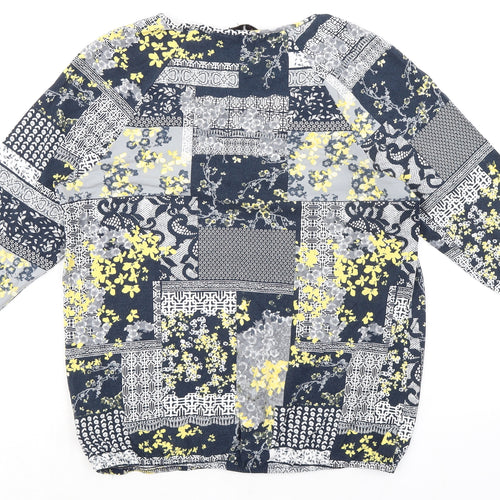 Per Una Womens Blue Geometric Viscose Basic Blouse Size 14 Round Neck