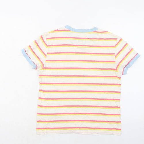 Jack Wills Womens Multicoloured Striped 100% Cotton Basic T-Shirt Size 14 Round Neck