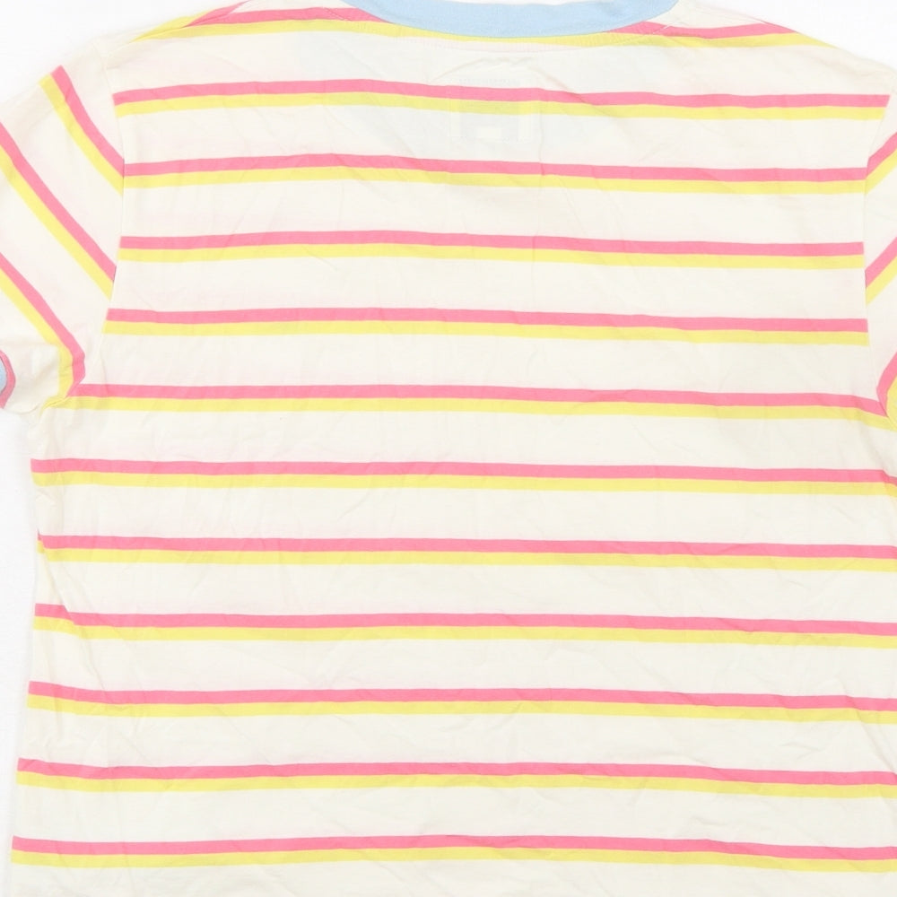 Jack Wills Womens Multicoloured Striped 100% Cotton Basic T-Shirt Size 14 Round Neck