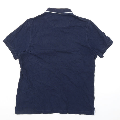 Pierre Cardin Mens Blue 100% Cotton Polo Size M Collared Button