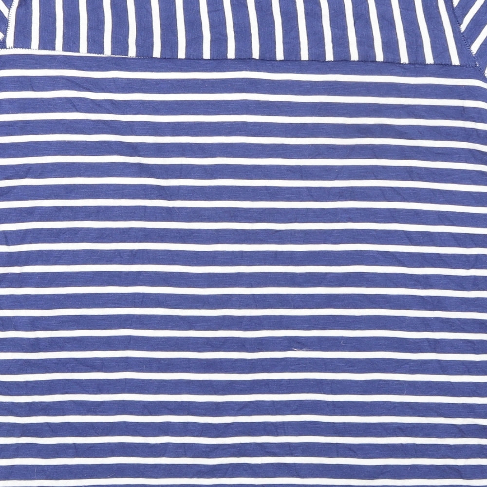 NEXT Womens Blue Striped 100% Cotton Basic T-Shirt Size 16 Round Neck