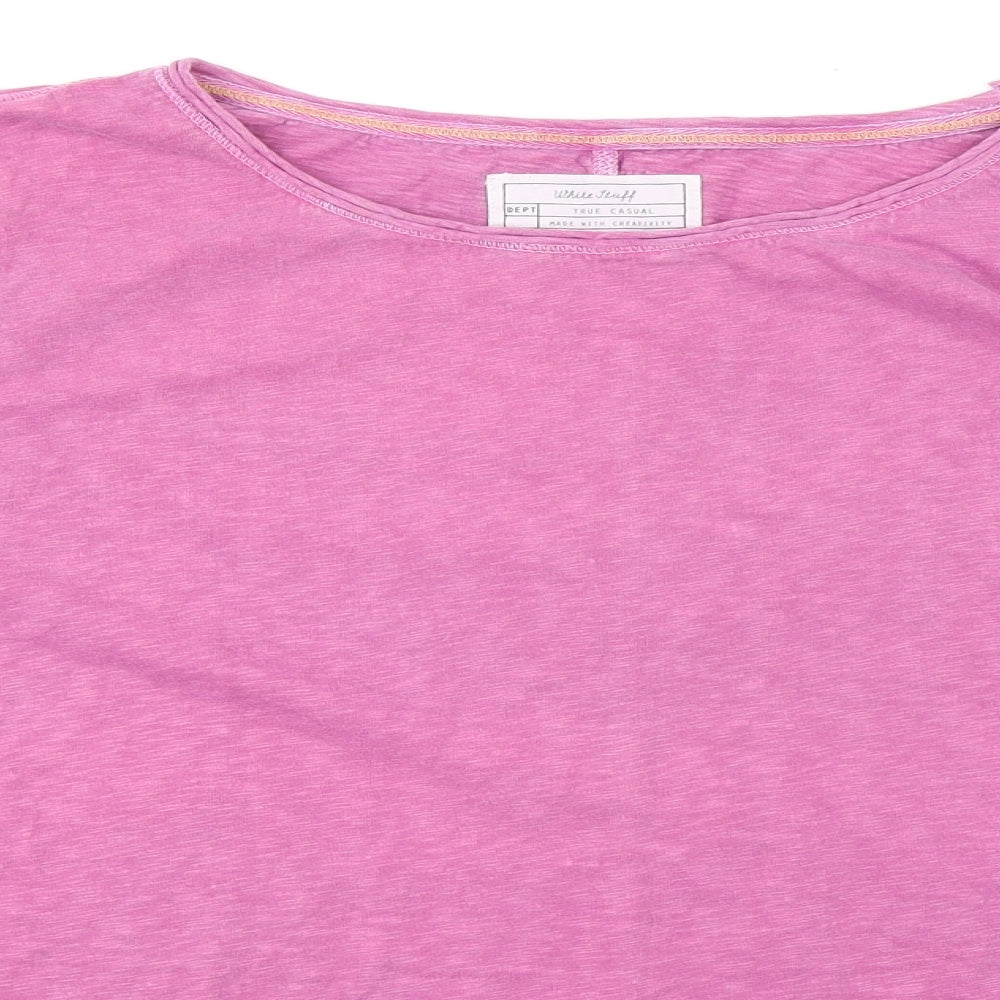 White Stuff Womens Pink 100% Cotton Basic T-Shirt Size 16 Round Neck