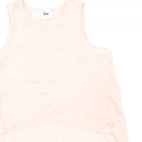 BAE Womens Pink Viscose Basic Tank Size 2XS Round Neck