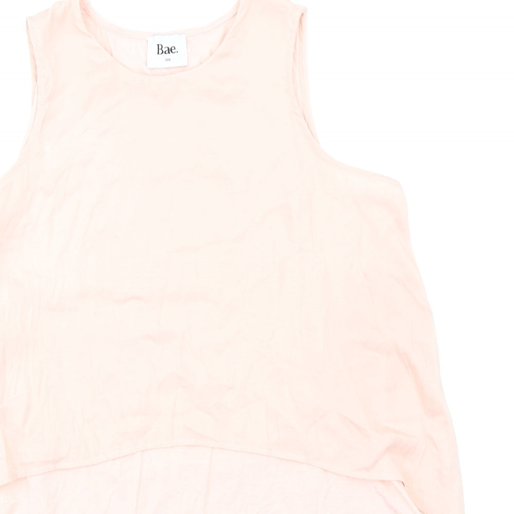 BAE Womens Pink Viscose Basic Tank Size 2XS Round Neck