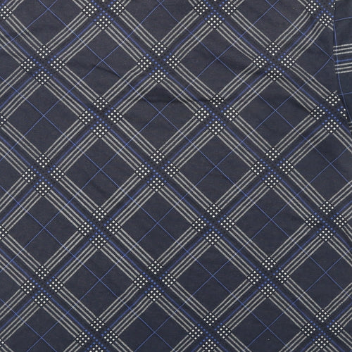 Dunlop Mens Blue Check Polyester Polo Size S Collared Button