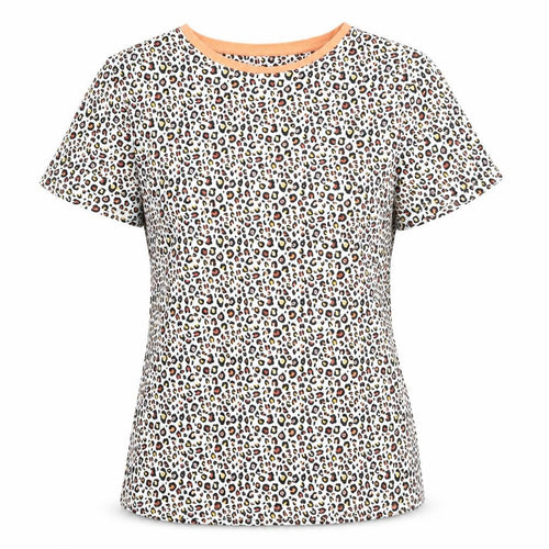 Marks and Spencer Womens Multicoloured Animal Print Cotton Basic T-Shirt Size 8 Round Neck - Leopard Print
