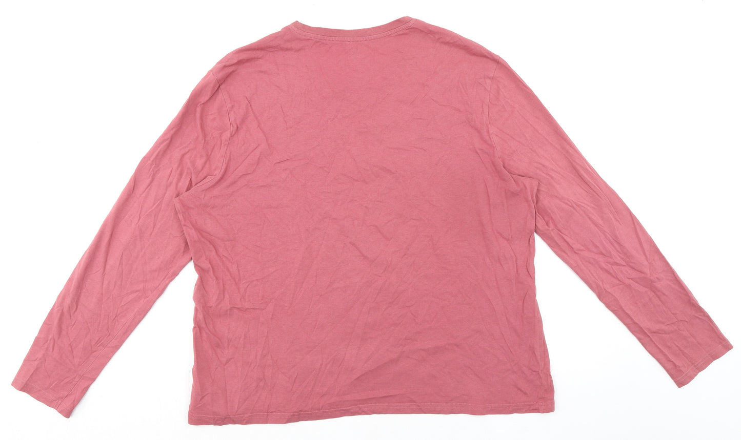 Marks and Spencer Womens Pink Cotton Basic T-Shirt Size XL Round Neck