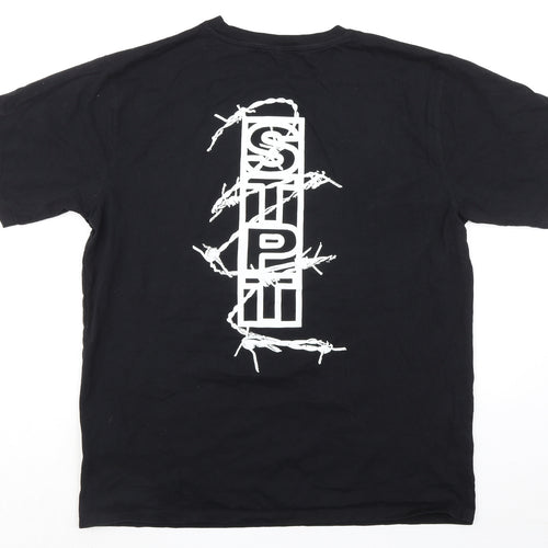Earth Positive Mens Black Cotton T-Shirt Size XL Crew Neck - SouthPoint