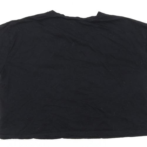 New Look Womens Black 100% Cotton Basic T-Shirt Size 12 Round Neck