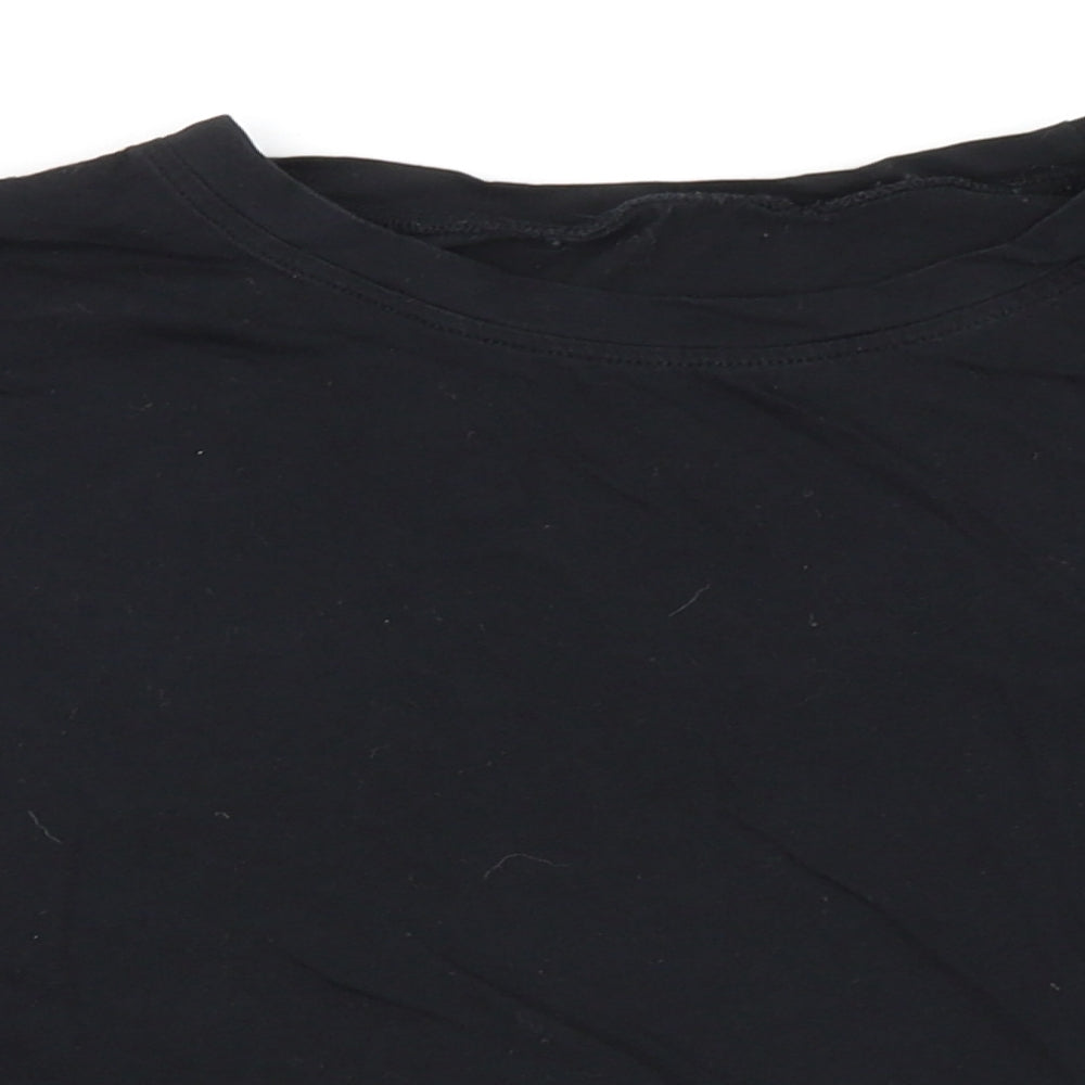 New Look Womens Black 100% Cotton Basic T-Shirt Size 12 Round Neck