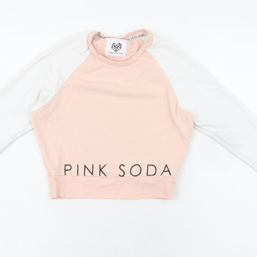 Pink Soda sport Womens Pink Cotton Cropped T-Shirt Size 12 Round Neck