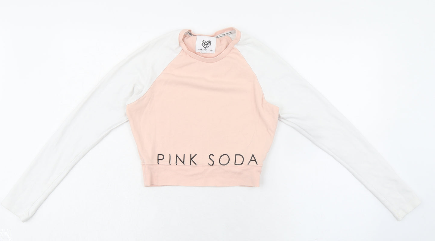 Pink Soda sport Womens Pink Cotton Cropped T-Shirt Size 12 Round Neck