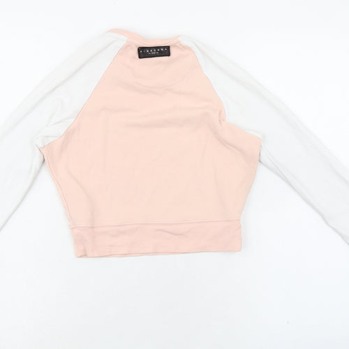 Pink Soda sport Womens Pink Cotton Cropped T-Shirt Size 12 Round Neck