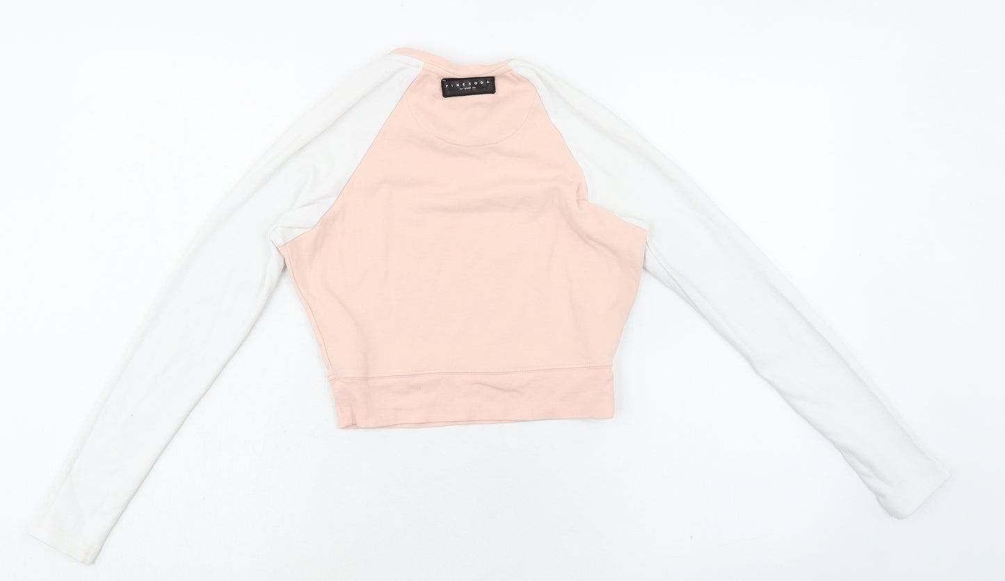 Pink Soda sport Womens Pink Cotton Cropped T-Shirt Size 12 Round Neck
