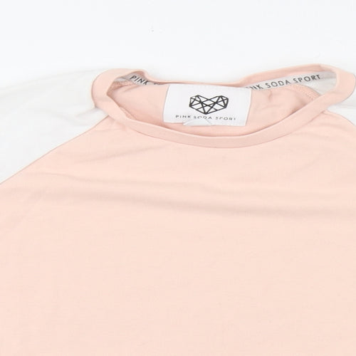 Pink Soda sport Womens Pink Cotton Cropped T-Shirt Size 12 Round Neck