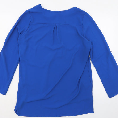 Helly Womens Blue Polyester Basic Blouse Size XL Round Neck