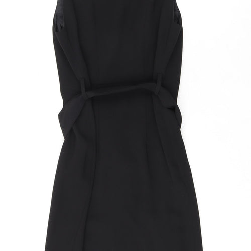 H&M Womens Black Polyester Sheath Size 8 V-Neck Buckle