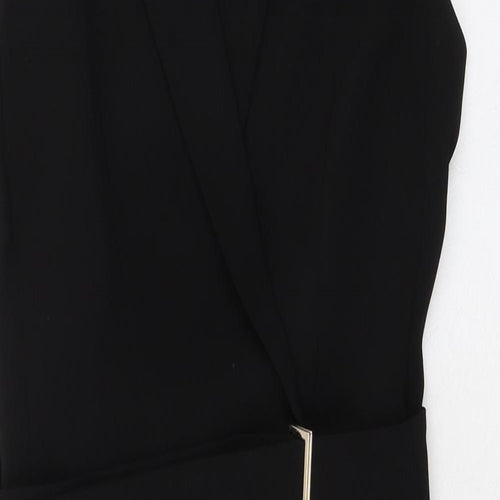 H&M Womens Black Polyester Sheath Size 8 V-Neck Buckle